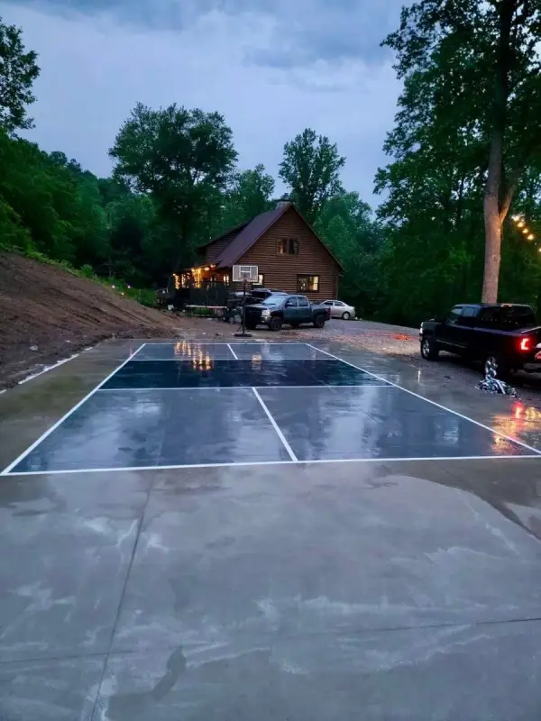 Private sport court with painted court lines